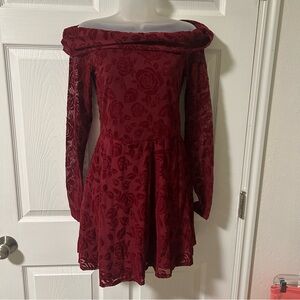 NWT Red off the shoulder floral dress
